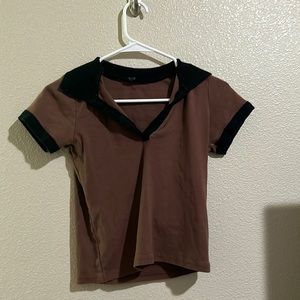 Black and brown collared crop top